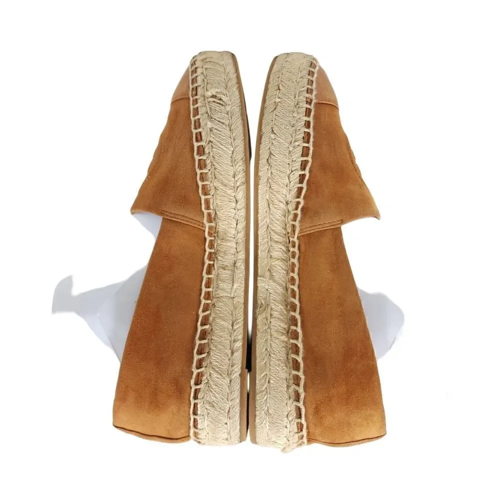 Tory Burch Women's US 7,5M Brown Leather Suede Flats Slip-On Espadrilles Shoes